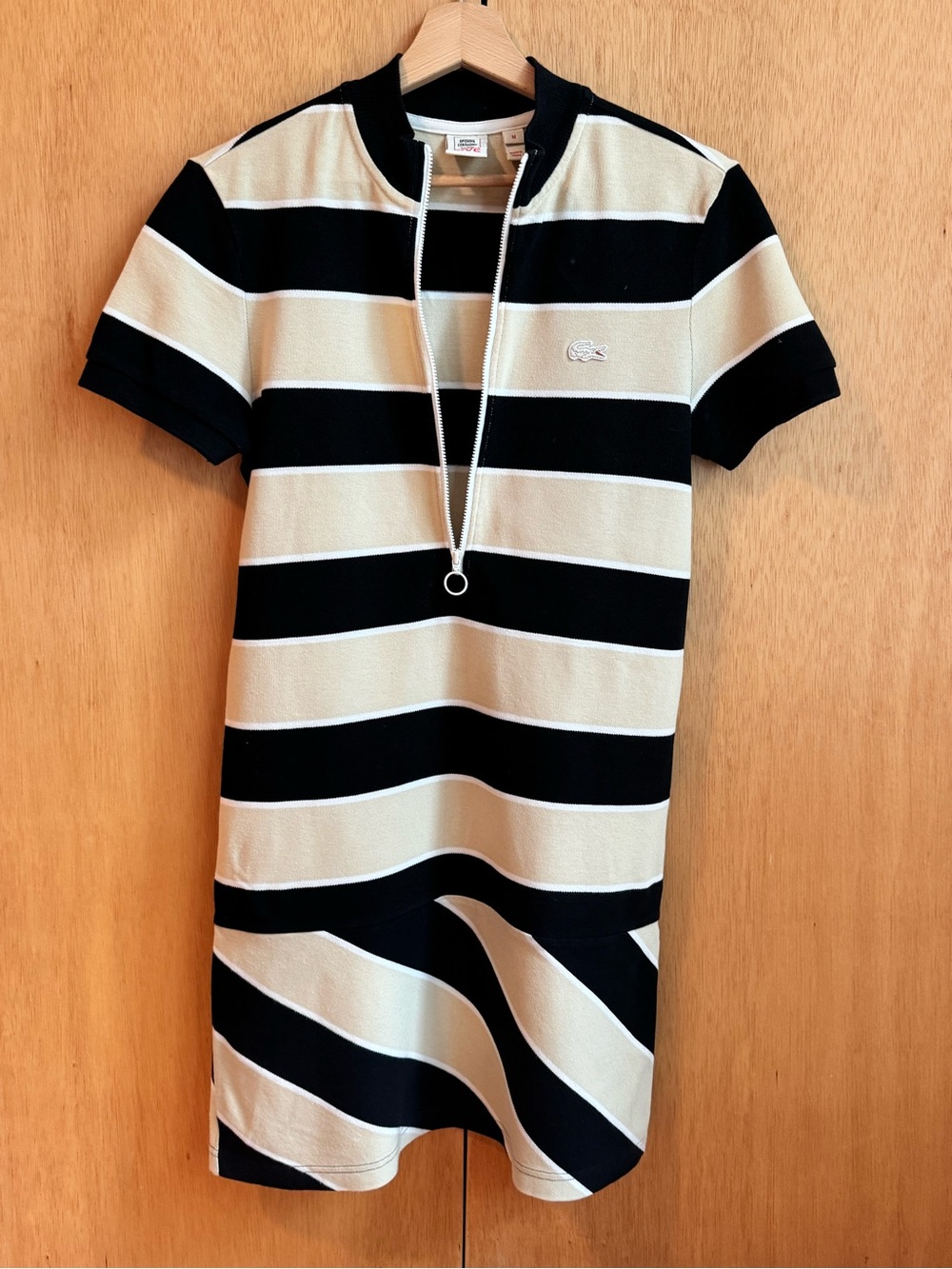 Lacoste x Opening Ceremony  Black Cream Stripe Short-Sleeve Polo Mini Dress - Picture 3 of 8